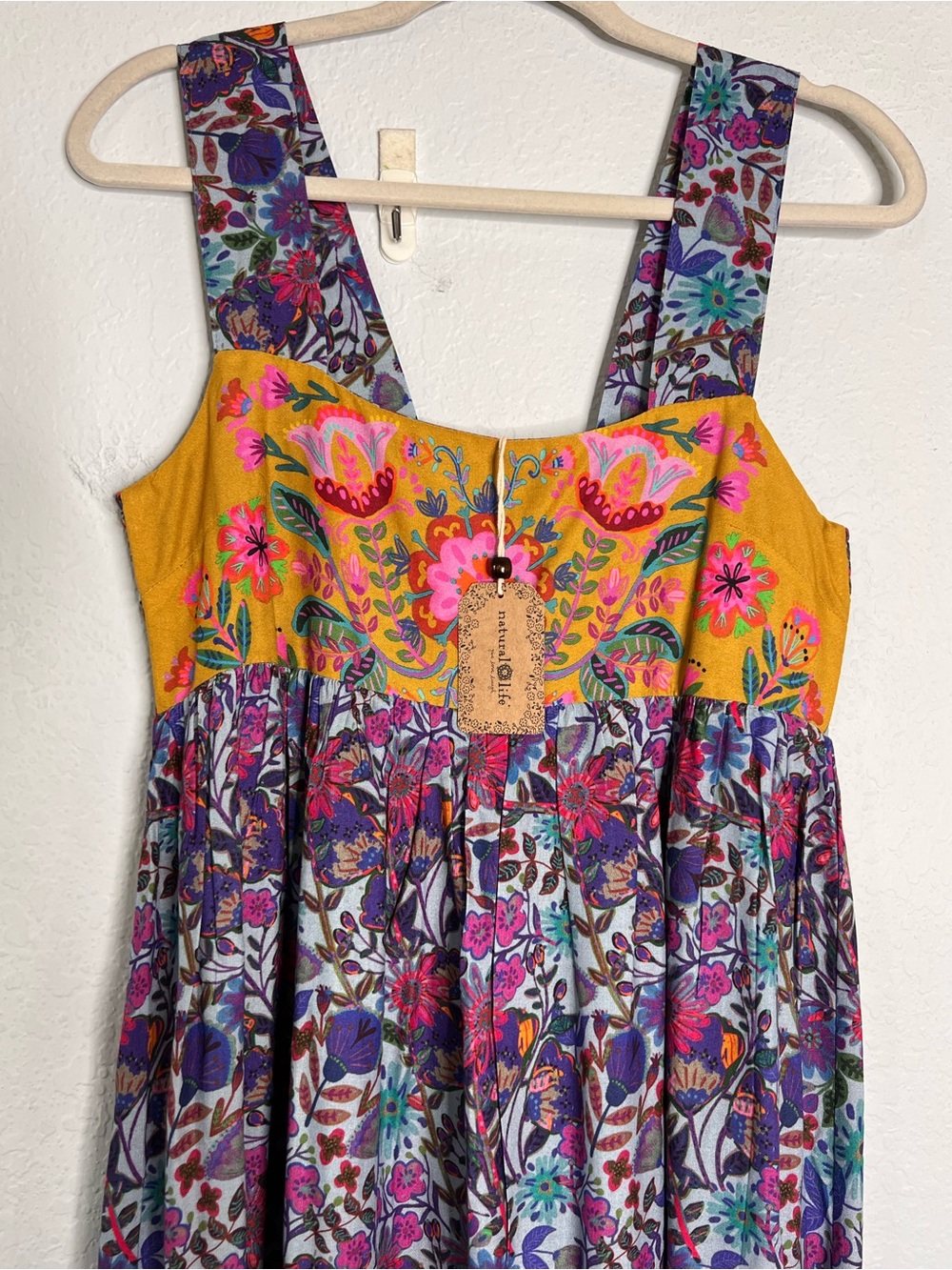 Natural Life Tricia Maxi Dress Women’s Medium Dark Purple Daisies Boho Hippie - Picture 3 of 13